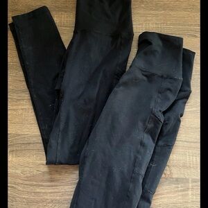 2 Pairs of Aerie Black Leggings Hi Waisted Pockets